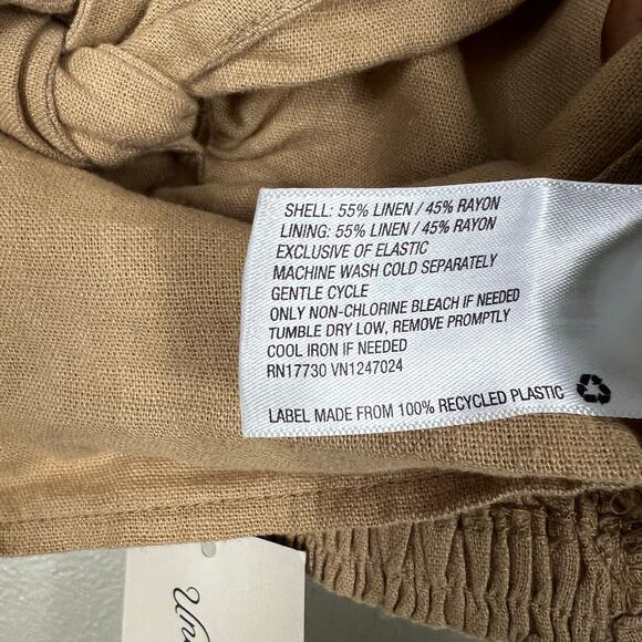 NWT Universal Thread Crop Top Womens XS Wheatfield Tan Linen Tie Front Earthy - Picture 8 of 8